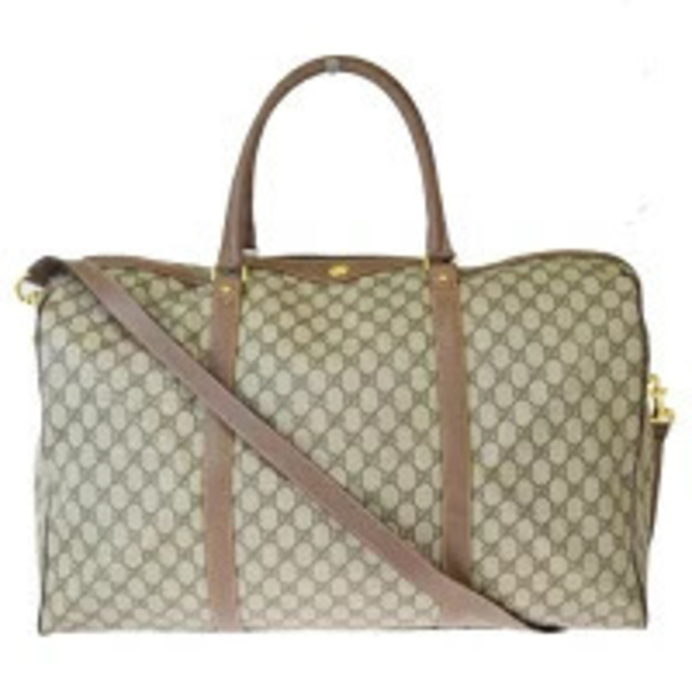 Gucci Boston Bag Handbag Shoulder GG Interlocking Brown Leather